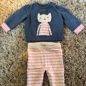Cute Baby Gap Cat Sweater Set! 3-6mo